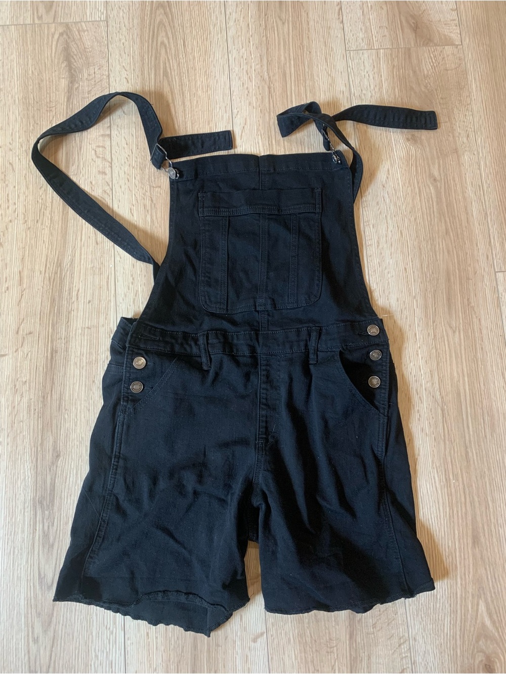 NWOT KanCan Black Denim Short Overalls